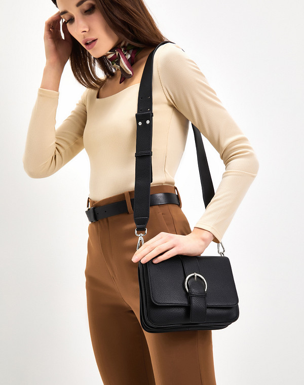 670-3111-602 Сумка женская и.кожа/текстиль черн, S, Mascotte