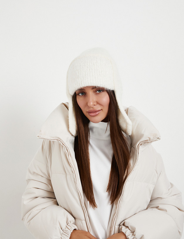 Белая женская шапка-ушанка MASCOTTE 998-5201-7501 | ракурс 1 Белая женская шапка-ушанка MASCOTTE 998-5201-7501 | ракурс 1