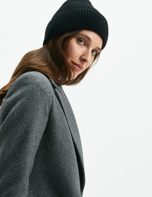 Черная женская шапка в рубчик MASCOTTE 781-2203-2402 | ракурс 1