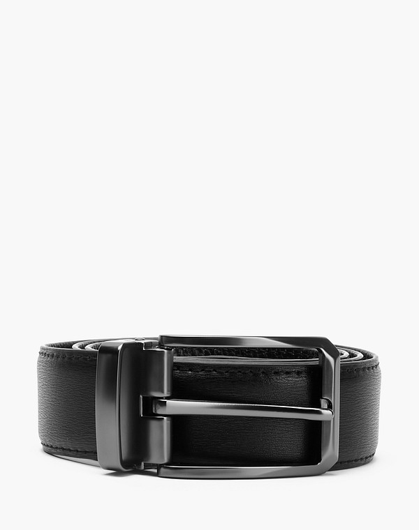 727-2107-602 Ремень муж. кож.спилок/нат.кожа черн, Mascotte