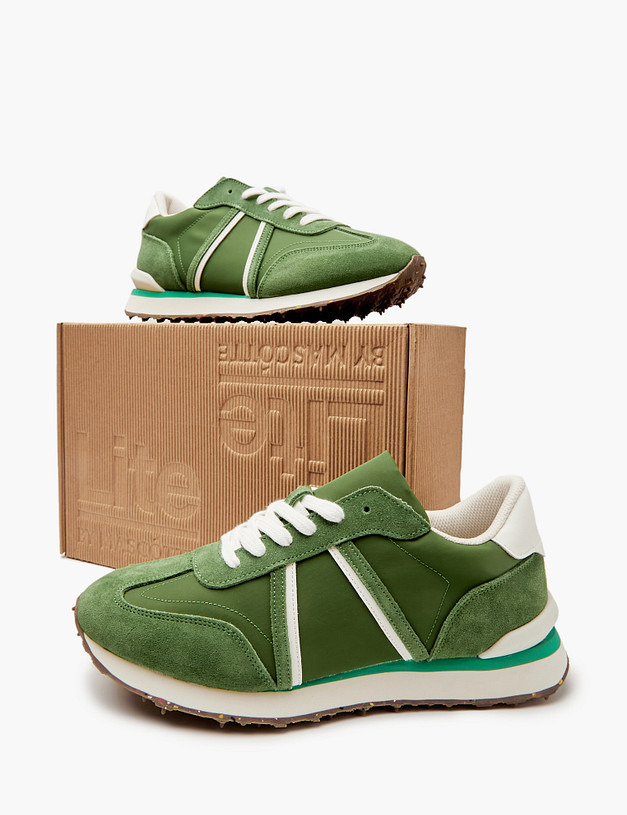 Зеленые мужские кроссовки из текстиля и велюра MASCOTTE 128-4191121-0204 | ракурс 6