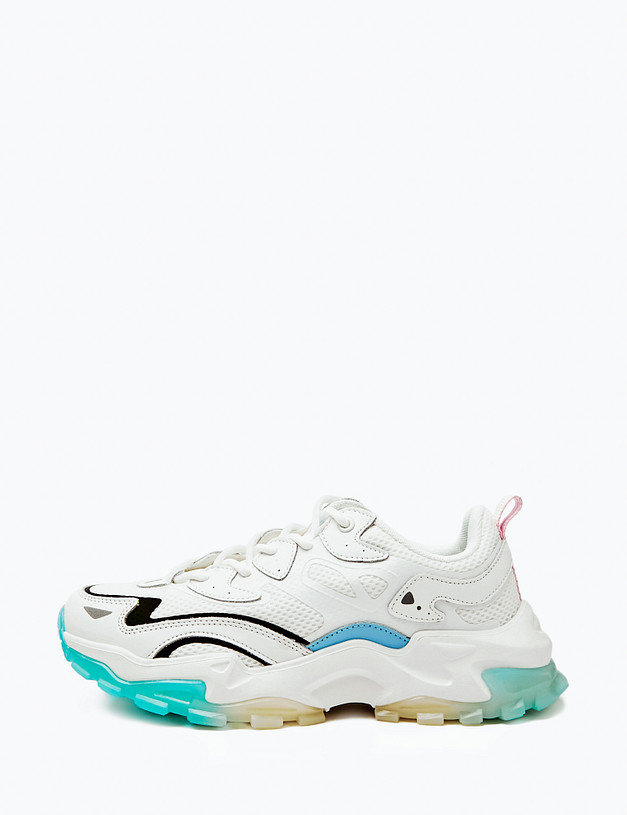 Белые женские кроссовки с цветной подошвой  MASCOTTE 189-415821-0201 | ракурс 3 Белые женские кроссовки с цветной подошвой  MASCOTTE 189-415821-0201 | ракурс 3