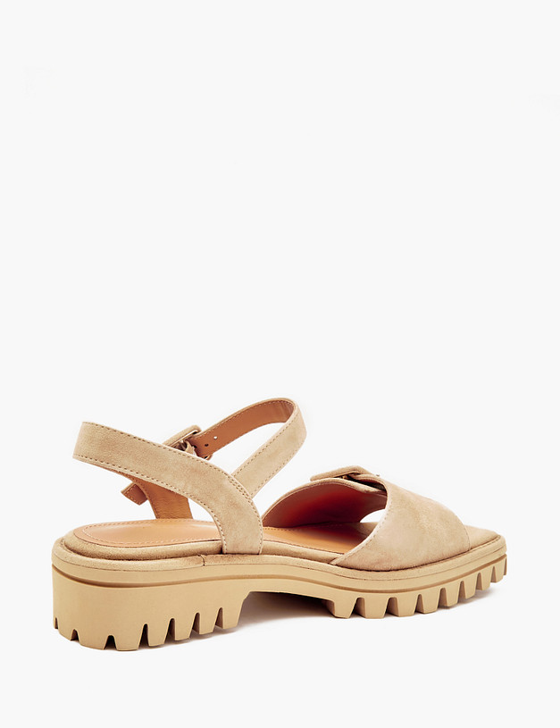 Бежевые женские сандалии из велюра MASCOTTE 233-4123912-4625M | ракурс 3