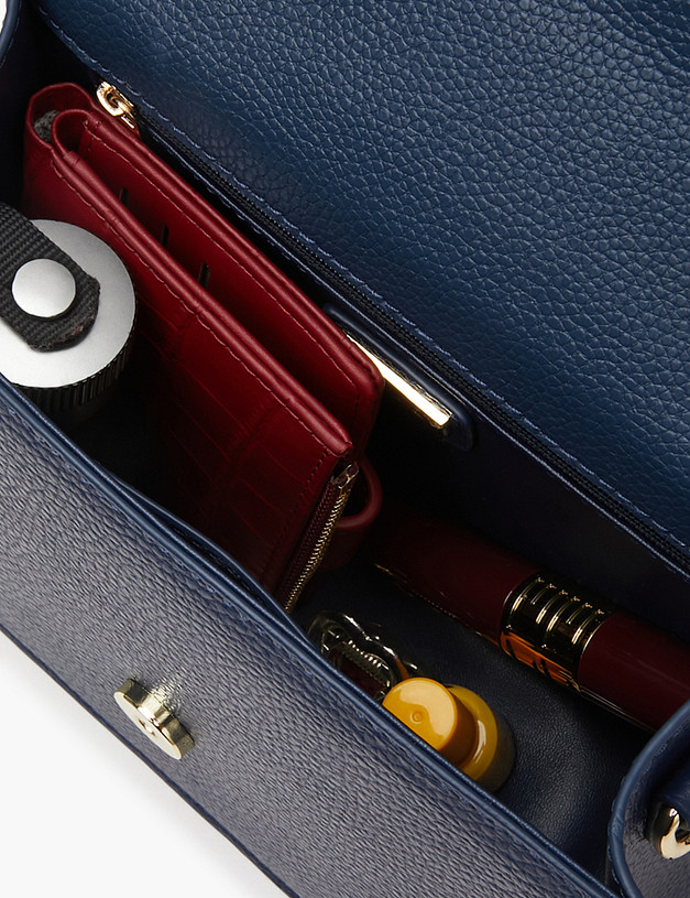 Синяя женская сумка с акцентной ручкой MASCOTTE 660-3124-103 | ракурс 8 Синяя женская сумка с акцентной ручкой MASCOTTE 660-3124-103 | ракурс 8