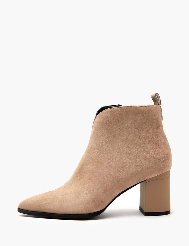 Бежевые женские ботильоны на устойчивом каблуке MASCOTTE 126-410121-3671M | ракурс 3