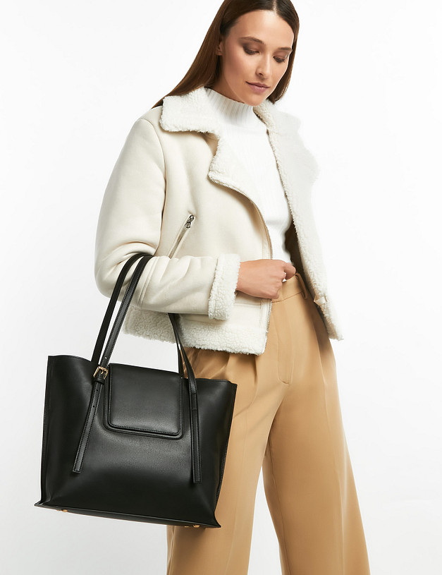 Черная кожаная женская сумка-тоут MASCOTTE 604-2212-602 | ракурс 1