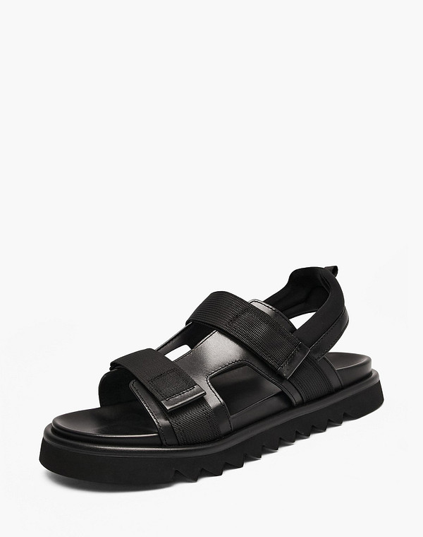 15-610412-0102 Туфли летние мужские нат.кожа-текстиль/нат.кожа черн, Mascotte