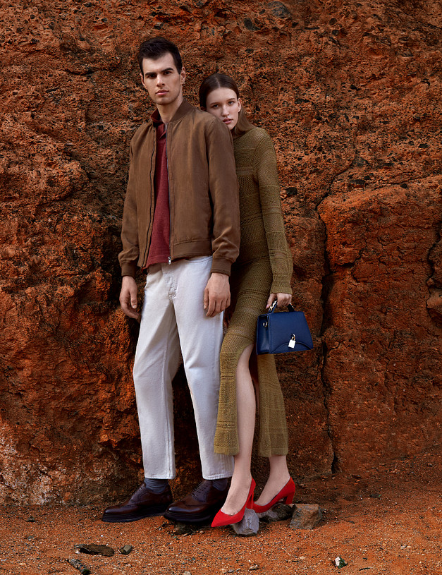 Синяя женская сумка с акцентной ручкой MASCOTTE 660-3124-103 | ракурс 2 Синяя женская сумка с акцентной ручкой MASCOTTE 660-3124-103 | ракурс 2