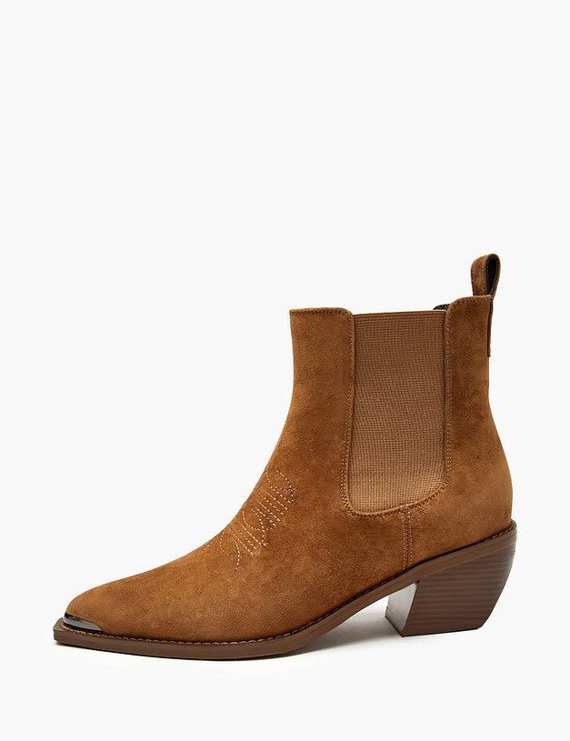 Коричневые женские казаки с вышивкой MASCOTTE 233-520922-0609 | ракурс 1