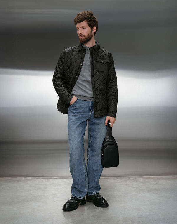 604-2153-102 Сумка мужская нат.кожа-и.кожа/текстиль черн, S, Mascotte