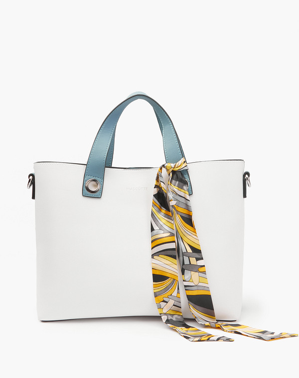 670-0105-611 Сумка женская и.кожа/текстиль бел-голуб, M, Mascotte