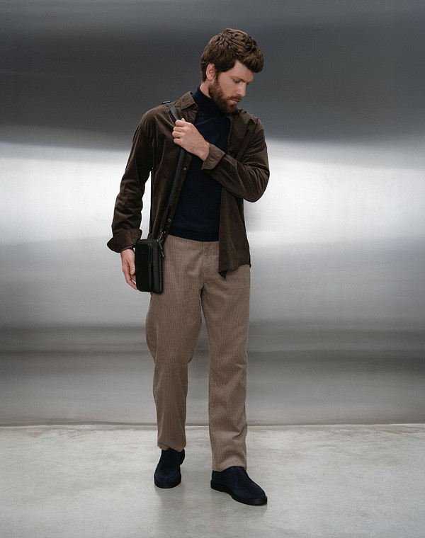 604-5218-203 Сумка мужская текстиль-и.кожа/текстиль темн-синий-черн, S, Mascotte