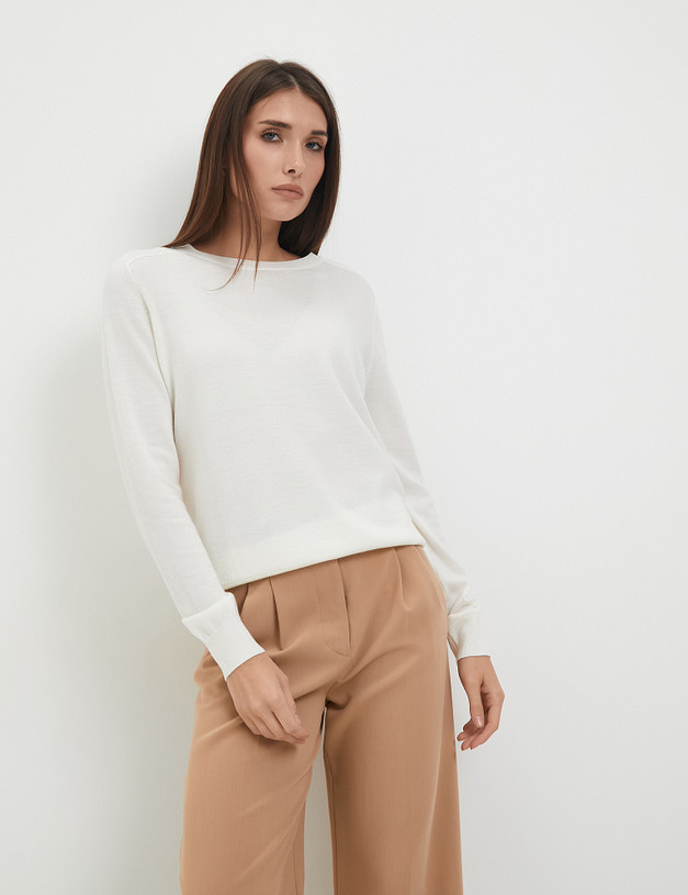 Молочный женский джемпер из шерсти мериноса MASCOTTE 852-3201-7501 | ракурс 6