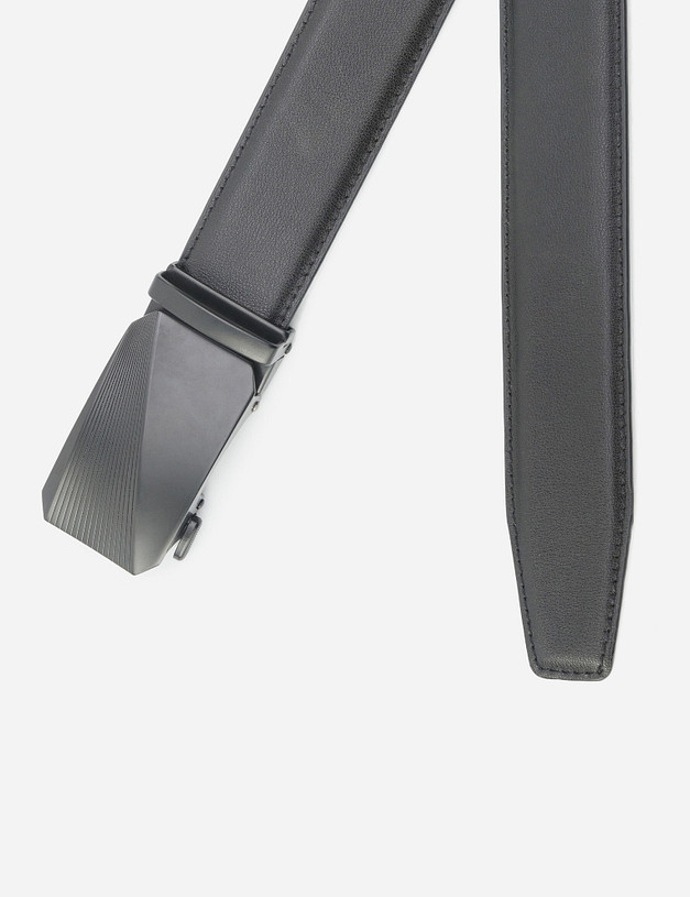 Черный кожаный мужской ремень MASCOTTE 727-0223-102 | ракурс 2