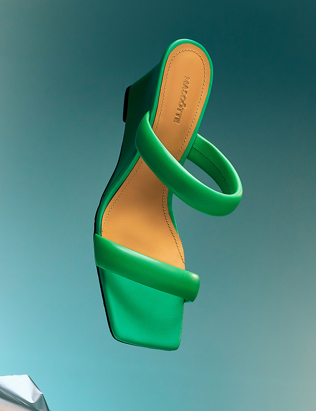 Зеленые женские мюли на танкетке MASCOTTE 94-410511-0504 | ракурс 1