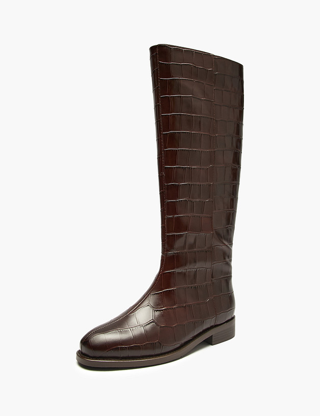 Коричневые женские сапоги с тиснением MASCOTTE 233-5281222-0109 | ракурс 2