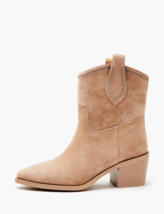 Бежевые женские казаки из велюра MASCOTTE 233-3205816-3612M | ракурс 2