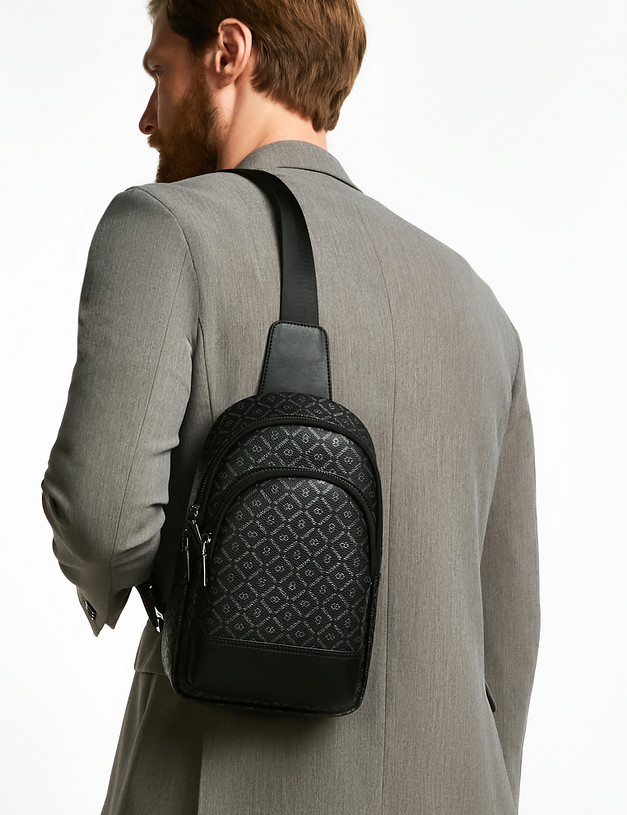 Черная мужская сумка с фирменным принтом MASCOTTE 604-2226-7302 | ракурс 1