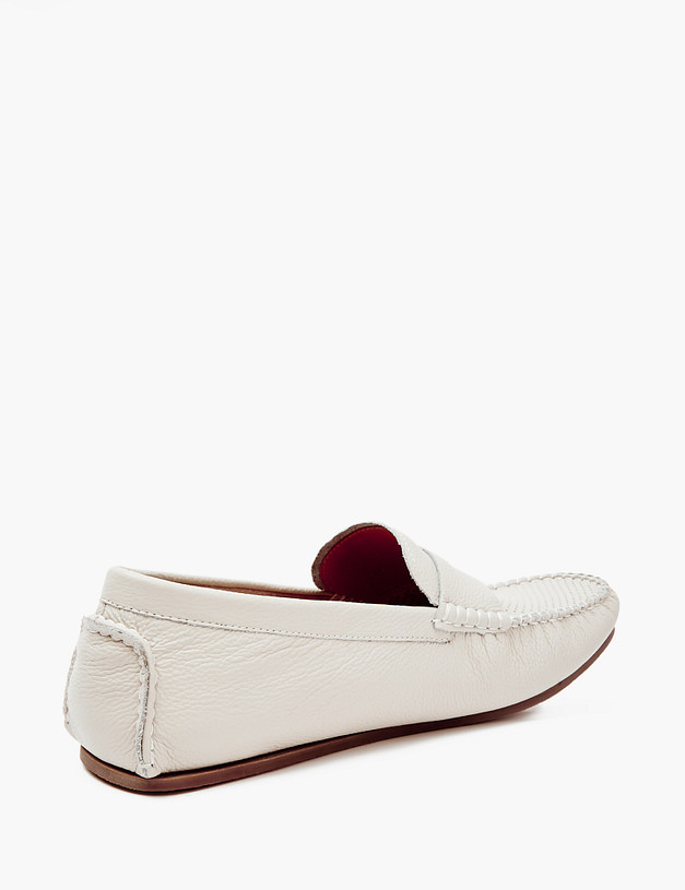 Молочные мужские мокасины из кожи и текстиля MASCOTTE 22-412011-8120M | ракурс 4