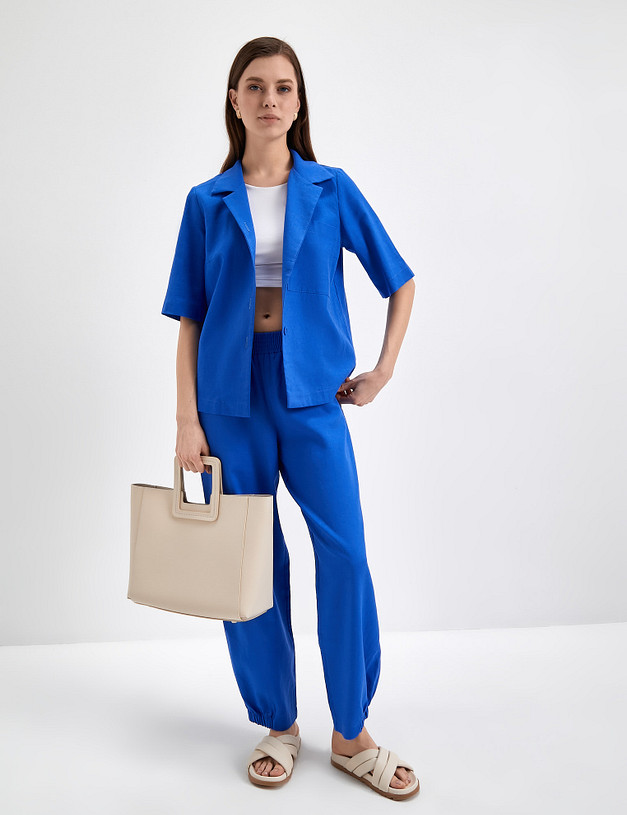 Синий женский жакет с укороченными рукавами MASCOTTE 790-3120-2703 | ракурс 2