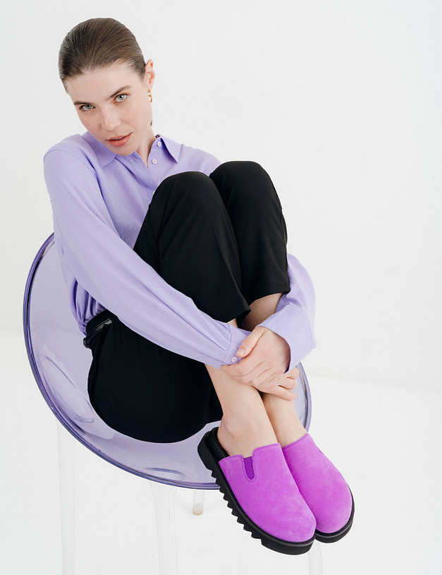 Фиолетовые велюровые женские сабо MASCOTTE 47-4127012-0207 | ракурс 1