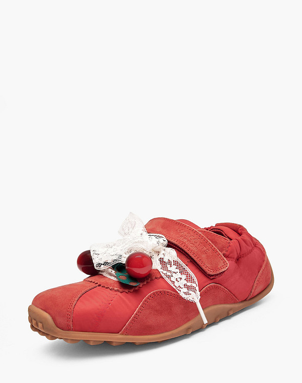 234-615811-0205 Полуботинки для активного отдыха девичьи текстиль-велюр/нат.кожа красн, Mascotte JUNIOR