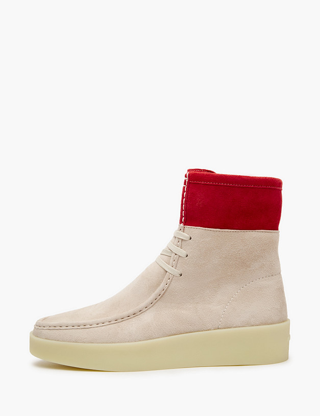 Бежево-красные женские ботинки из велюра MASCOTTE 22-3180229-3633M | ракурс 2