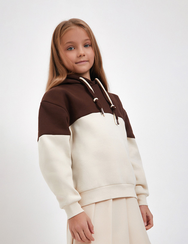 Коричнево-бежевое детское худи MASCOTTE 848-4206-2609 | ракурс 3 Коричнево-бежевое детское худи MASCOTTE 848-4206-2609 | ракурс 3