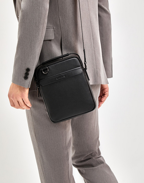 602-3123-102 Сумка мужская нат.кожа-и.кожа/текстиль черн, S, Mascotte