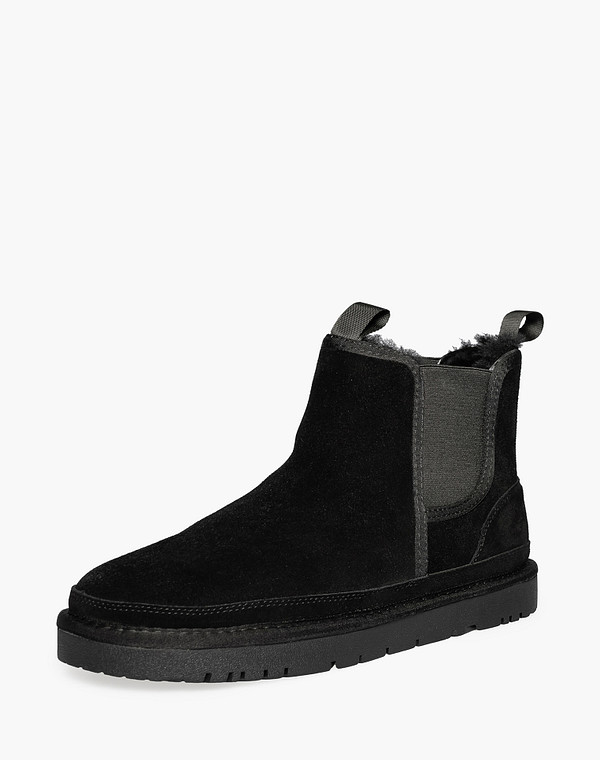 142-529333-0202 Ботинки мужские велюр-резина/мех черн, Mascotte