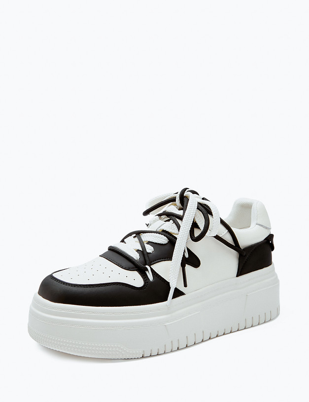 Молочные женские кеды с черными вставками MASCOTTE 234-416921-0602 | ракурс 4