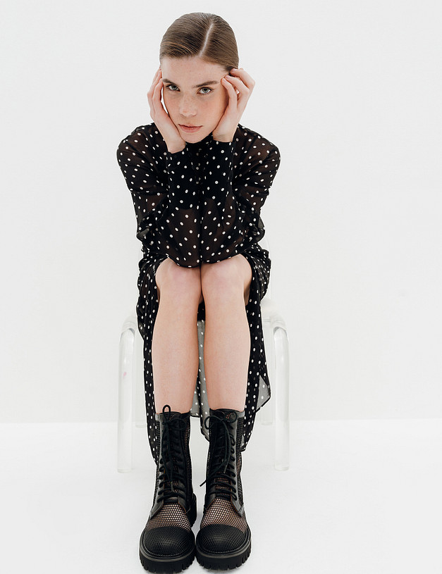 Черные женские сетчатые ботинки MASCOTTE 233-4124312-0202 | ракурс 1