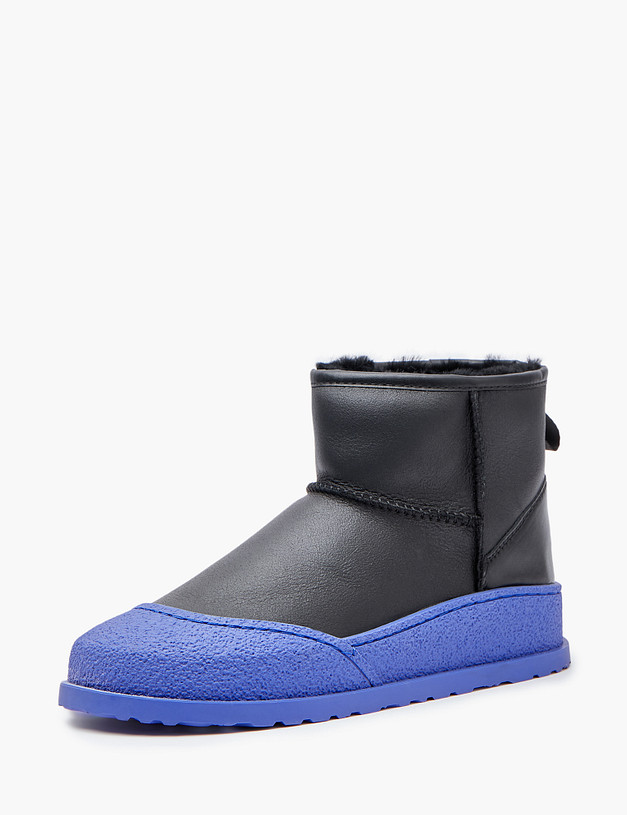 Черные женские угги с синей подошвой MASCOTTE 128-325331-0903 | ракурс 3