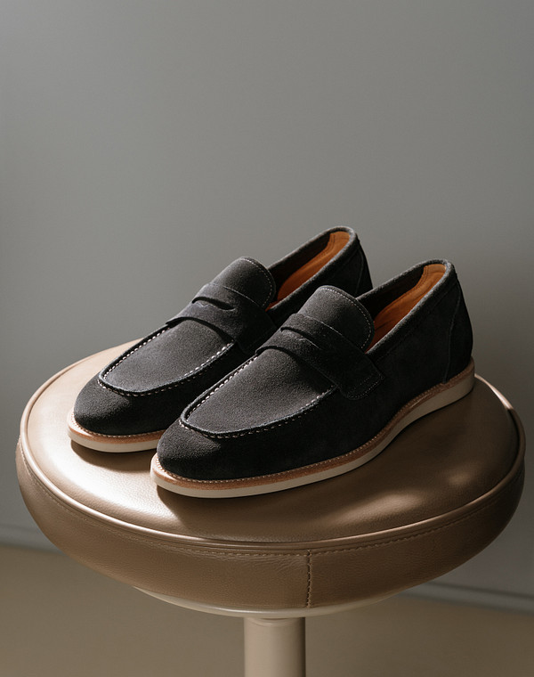 128-513021-3286M Полуботинки мужские велюр/текстиль-нат.кожа темн-сер, Mascotte