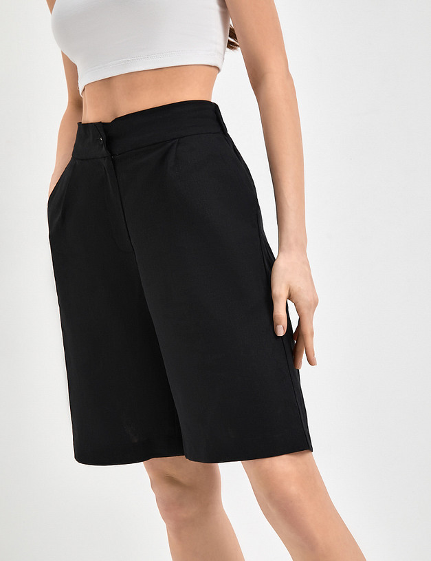 Женские шорты с защипами из смесового льна  MASCOTTE 790-3119-2702 | ракурс 5