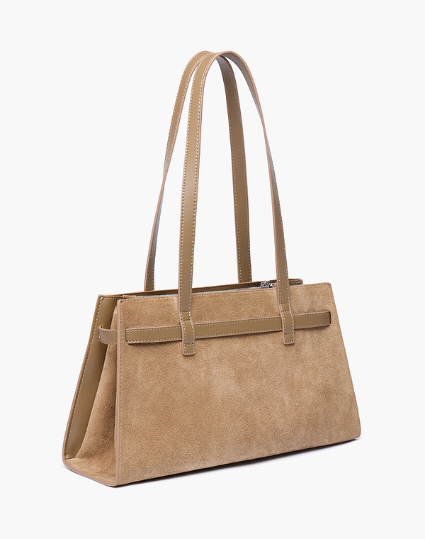 660-6128-601 Сумка женская велюр-кож.спилок/текстиль св.коричн, M, Mascotte