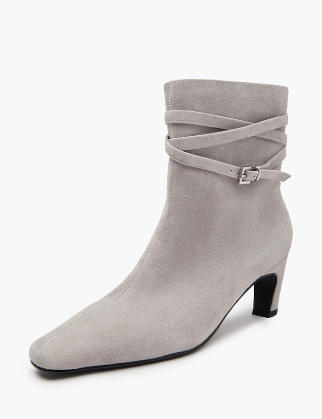 Серые женские ботильоны из велюра MASCOTTE 234-510621-0610 | ракурс 3