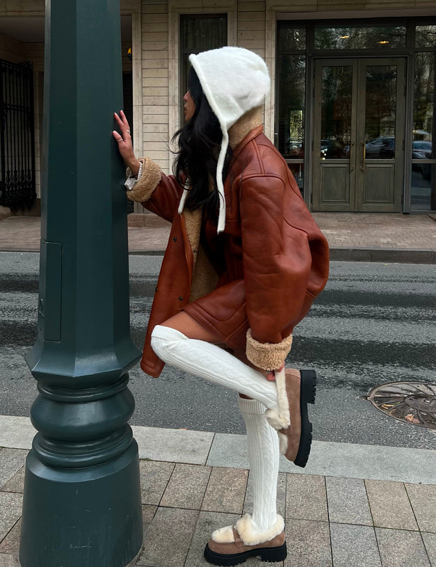 Бежевые женские лоферы на меху MASCOTTE 234-326635-3671M | ракурс 1