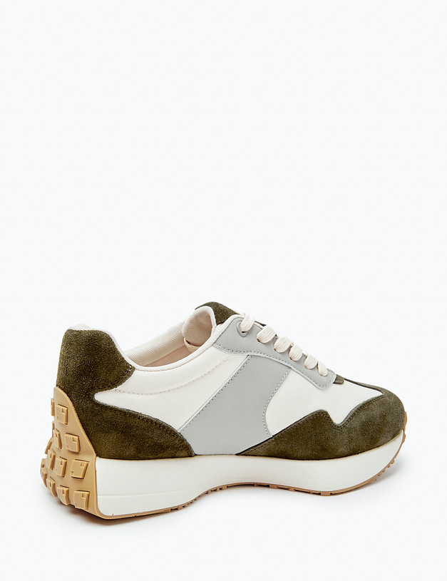 Оливковые женские кроссовки с молочными вставками MASCOTTE 234-414121-0210 | ракурс 5