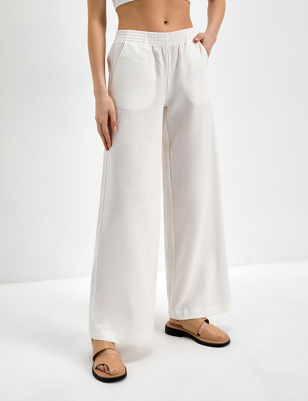 Женские льняные брюки с эластичным поясом MASCOTTE 790-3117-2701 | ракурс 4