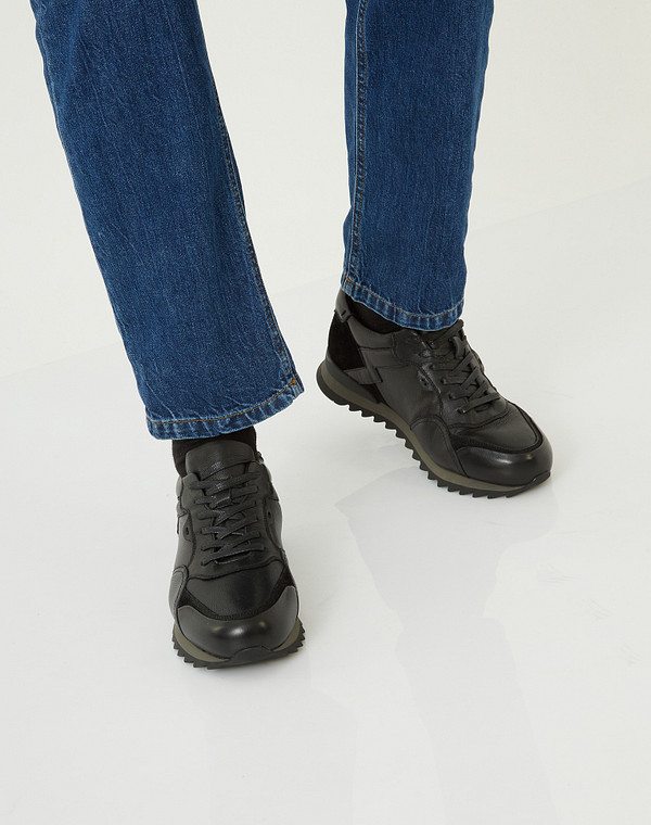 Кожаные мужские кроссовки на меху