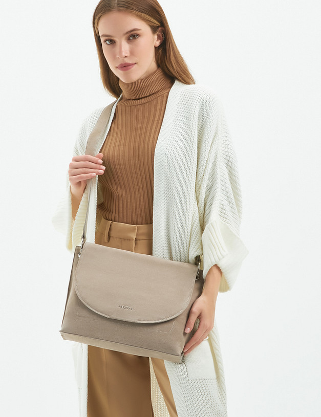 Бежевая женская сумка из велюра MASCOTTE 604-2238-0208 | ракурс 1