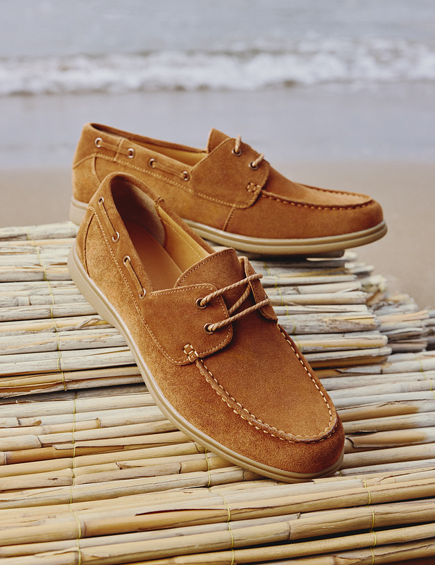 Коричневые велюровые мужские топ-сайдеры MASCOTTE 58-4111611-3217M | ракурс 1