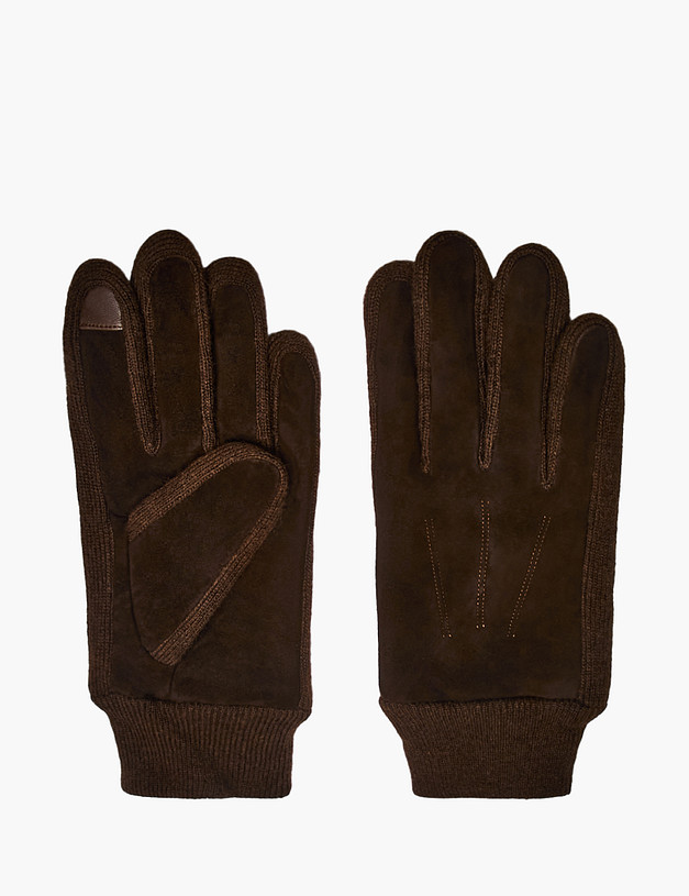 Коричневые мужские перчатки из велюра MASCOTTE 709-5206-0609 | ракурс 2