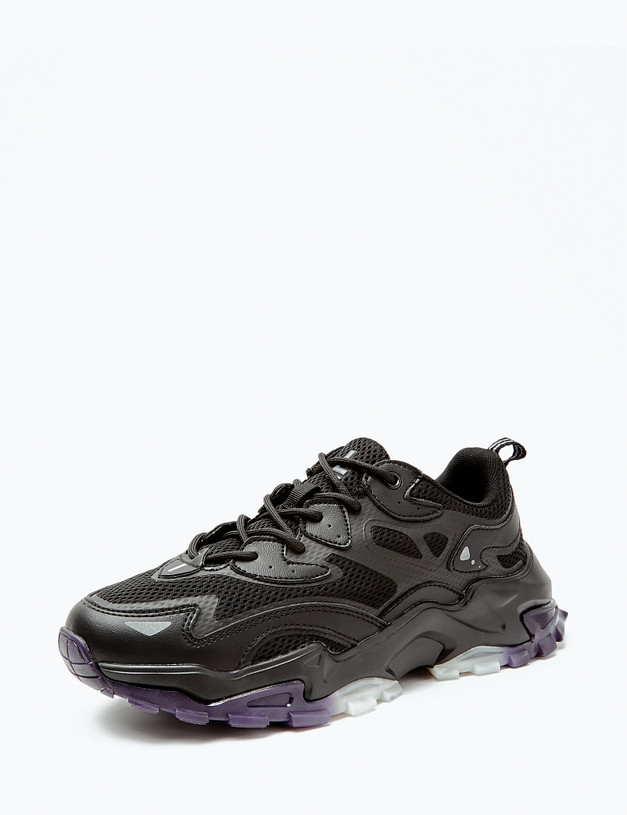 Черные женские кроссовки с цветной подошвой  MASCOTTE 189-415821-0202 | ракурс 2