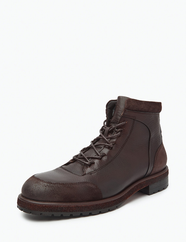 Коричневые мужские ботинки из кожи и велюра MASCOTTE 22-320621-0109 | ракурс 3