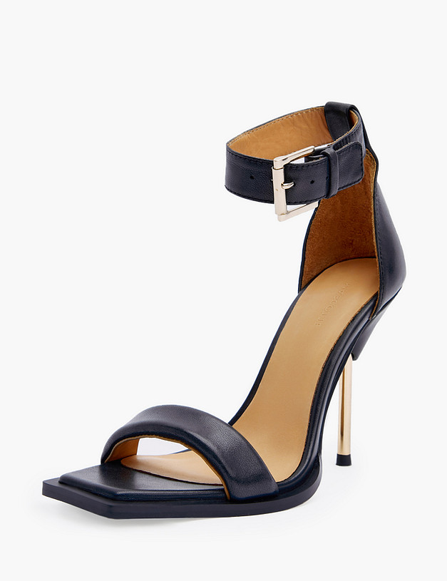 Черные кожаные босоножки на шпильке MASCOTTE 126-311811-3501M | ракурс 2