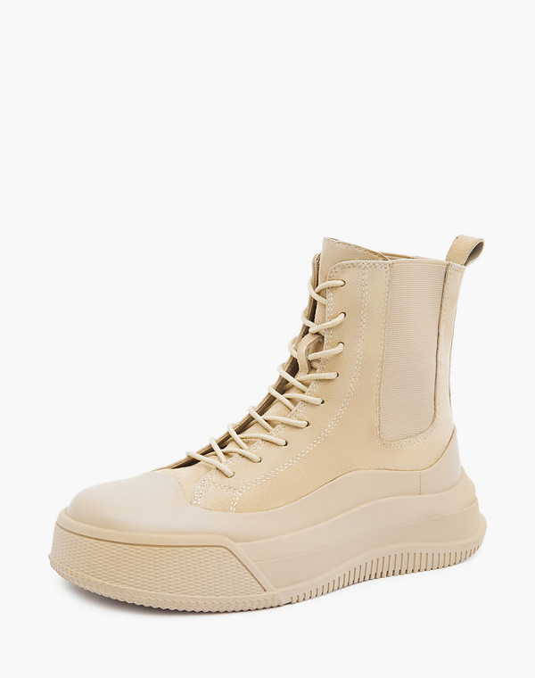 22-3204823-4625M Ботинки женские велюр-нат.кожа/ворсин-нат.кожа беж, Mascotte