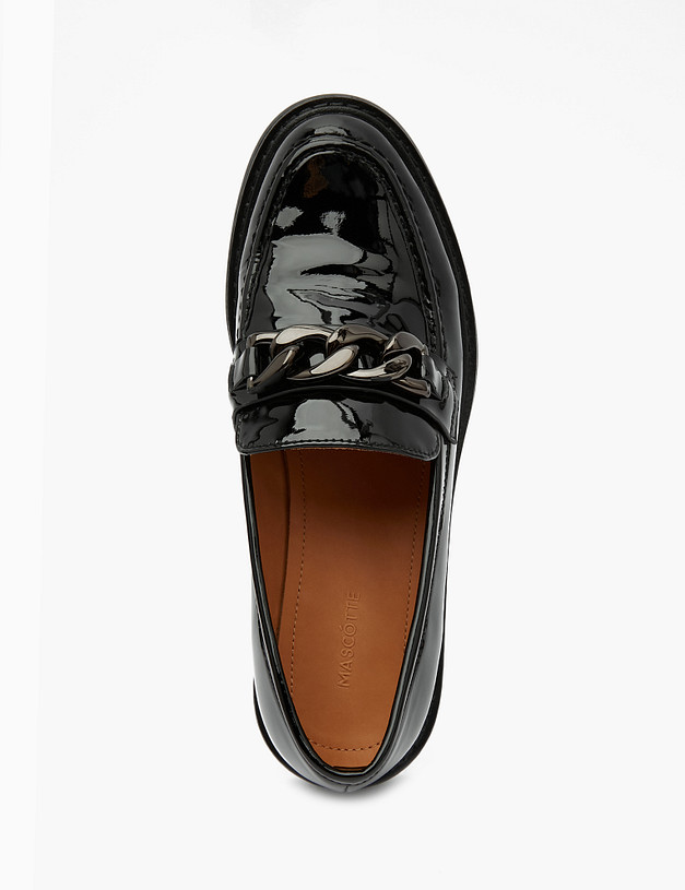 Черные лакированные женские лоферы MASCOTTE 233-221611-3701M | ракурс 5