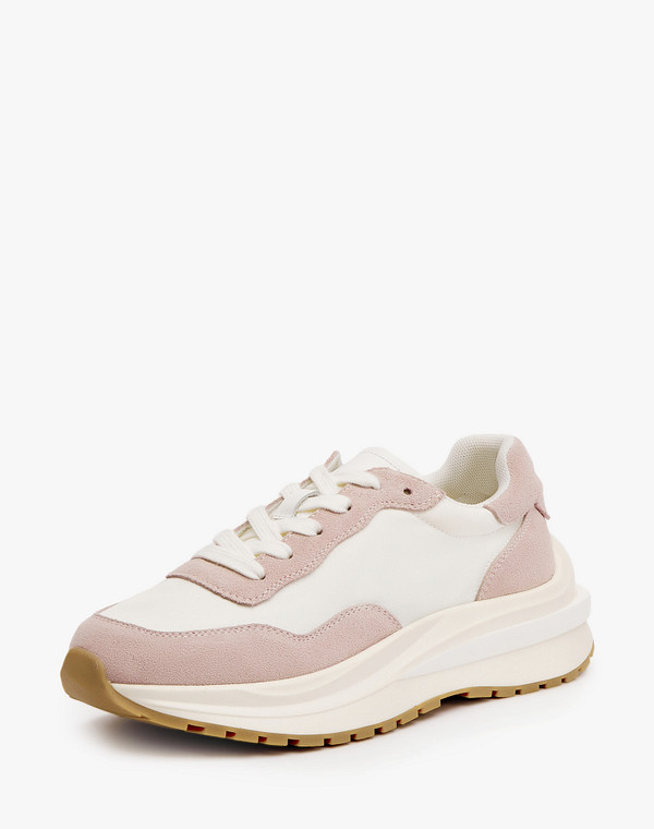 234-312421-0206 Полуботинки для активного отдыха женские велюр-текстиль/текстиль розов.-бел, Mascotte